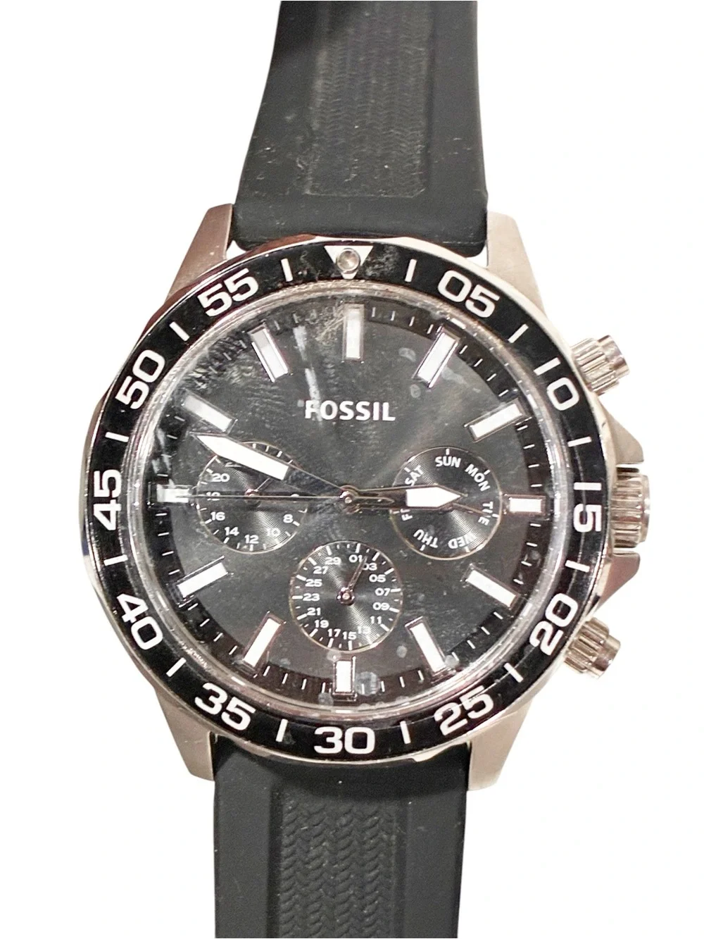 Fossil Bannon Multifunction Black Silicone Watch Mens Watch